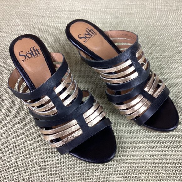 Softt Leather Wedges Slip On Sandals - Picture 2 of 13